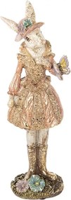 Králičie pani v šatách s motýlikom a so zlatým ligotom - 9*8*26 cm