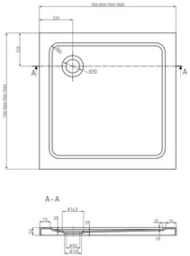 Mexen Rio, štvorcový sprchovací kút s posuvnými dverami 90(dvere) x 90(dvere) x 190 cm, 6mm číre sklo s pásikmi, čierny profil + biela sprchová vanička SLIM, 860-090-090-70-20-4010B