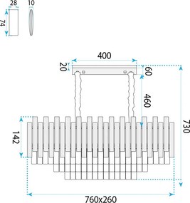 Toolight Toolight, krištáľová závesná lampa 76cm, 8×E14, SWE105-CP, zlatá lesklá, OSW-30227