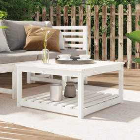 Záhradný stolík biely 82,5x82,5x45 cm borovicový masív 824142