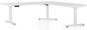 Výškovo nastaviteľný stôl OfficeTech Angle, 180 x 200 cm, biela podnož, biela