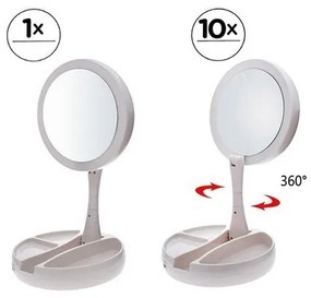 VER 15568 Skladacie kozmetické zväčšovacie zrkadlo s LED podsvietením