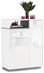 Komoda s zásuvkou FRED biela/šedá