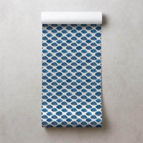 Tapeta modré mušle na bielom pozadí