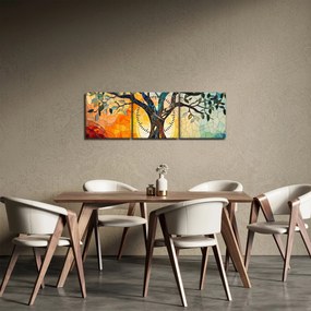 Obraz – Mozaika – slnko a strom I. (s hodinami) (90x30 cm)