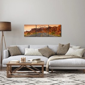 Obraz cesty a skál (s hodinami) (90x30 cm)