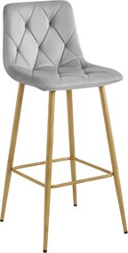 Barová stolička NADO zamatová, svetlosivá / hnedá