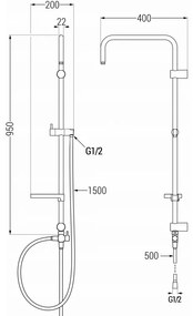 Mexen X, sprchový stĺp, sprchová hadica 150cm, mydelnička, prepínač sprchy, biela, 7939199-20