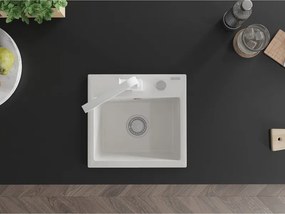Mexen Milo, 1-komorový granitový drez 435x410x171 mm a biela batéria Rita, biela, 6505-20-670300-20