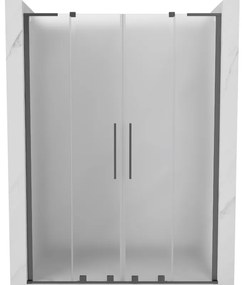 Mexen Velar L Duo, posuvné sprchové dvere do otvoru 140 cm, 8mm sklo námraza, brúsený grafit, 871-140-003-32-95