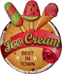 Nástenná kovová ceduľa Ice Cream - 38*1*45 cm