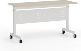 Mobilný stôl PRIMO MOBI, 140x60 cm, biela podnož, breza