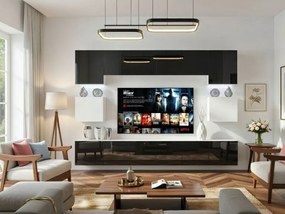 Obývacia stena Belini Premium Full Version  čierny lesk / biely lesk + LED osvetlenie Nexum 37