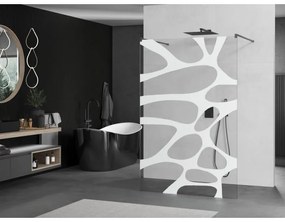 Mexen Kioto, sprchová zástena Walk-In 110 x 200 cm, 8mm číre sklo biely vzor, grafitový profil, 800-110-002-66-97