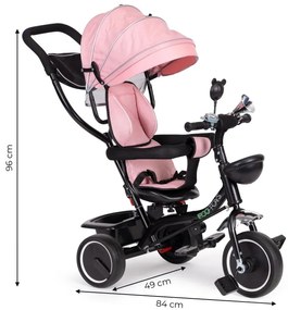 Ružová detská trojkolka  - 360 stupňové otočné sedadlo