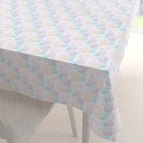 Biante Veľkonočný teflónový obdĺžnikový obrus TF-073 Pastelové kraslice na bielom 50x100 cm