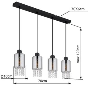 Globo 15799-4H - Luster na lanku BACKEY 4xE27/40W/230V čierna
