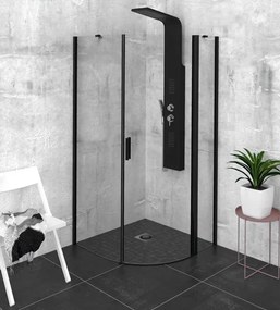 Polysan Polysan, ZOOM BLACK štvrťkruhová sprchová zástena 900x900mm, číre sklo, pravá, ZL2615BR