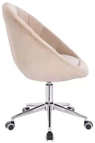 LuxuryForm DESIGN Kreslo VERA VELUR na striebornej podstave s kolieskami - latte