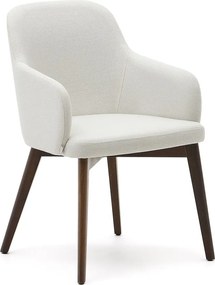 Krémovobiele čalúnené jedálenské kreslo s podrúčkami Nelida – Kave Home