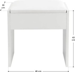 Taburet biely ku kozmetickému stolíku 42 cm s čalúnením