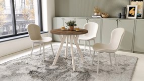 ALMO 80 Orech Elegant / béžové nohy – okrúhly stôl s nohami Y, loftový/industriálny do kuchyne, obývačky a jedálne