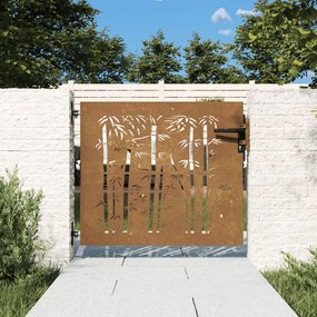 Záhradná brána 85x100 cm kortenová oceľ dizajn bambusu 153233