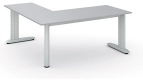 Rohový kancelársky písací stôl PRIMO FLEXIBLE, 1800 x 1800 mm, sivá