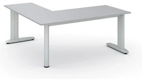 Rohový kancelársky písací stôl PRIMO FLEXIBLE, 1800 x 1800 mm, sivá