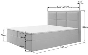 Čalúnená posteľ ROMA rozmer 180x200 cm Tmavosivá