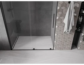 Mexen Velar, posuvné dvere do otvoru 150x200 cm, 8mm číre sklo, čierna matná, 871-150-000-01-70