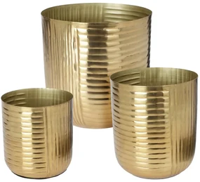 KOVOVÝ KVETINÁČ GOLDEN SADA 3KS 24X22 CM+21X19 CM+16X16 CM ZLATÁ