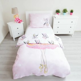 Detské obliečky Balerína 140×200 + 70×90 cm – 100 % bavlna, ružové, jemný baletný dizajn