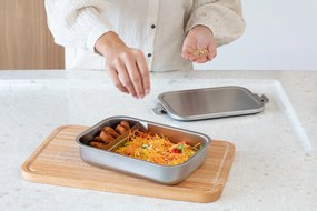 Obedová krabička Make & Take s priehradkami L matná oceľ