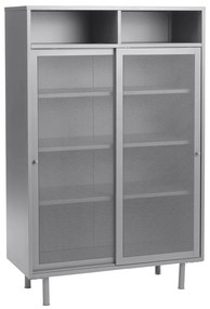 Sivá kovová skrinka s posuvnými dverami 90x140x40 cm Veep – Unique Furniture