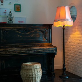 Stojaca lampa čierna s tienidlom Granny krémová - Classico