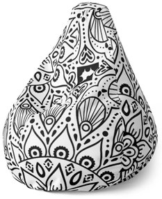 Sablio Sedací vak Pear Biele mehendi - 140 x 100 x 25 cm