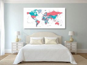 Obraz na korku mapa sveta s pastelovým nádychom