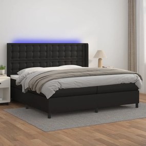Boxspring posteľ s matracom a LED čierna 200x200 cm umelá koža 3139403