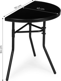 MultiGarden Polkruhový sklenený stolík na balkón a terasu - čierny MultiGarden