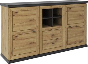 XXXLutz ŠIROKÁ KOMODA, tmavosivá, dub artisan, 160/89,3/43 cm Hom`in - Komody - 000003002910