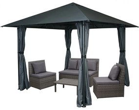 Pergola HWC-J63 so strechou a bočnou stenou 3x3m - antracit