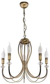 Jupiter 1611 - Luster na reťazi MELODY 5xE14/40W/230V mosadz patina