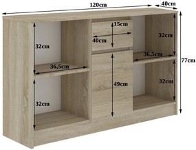 Komoda B-17 120 cm dub sonoma