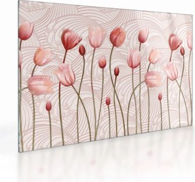 Sklenený obraz - Ružové tulipány (70x50 cm)