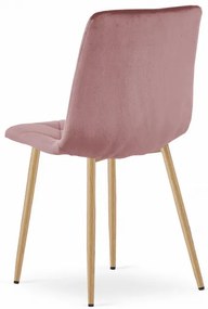 Set štyroch jedálenských stoličiek LIBRA zamatové ružové / drevené nohy (4 ks)