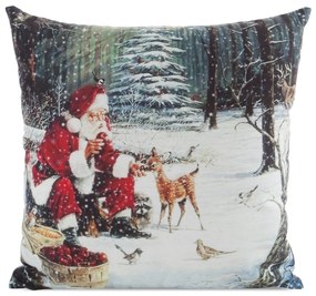 EUROFIRANY VIANOČNÁ DEKORAČNÁ OBLIEČKA NA VANKÚŠ SANTA 45X45 CM VZOROVANÁ