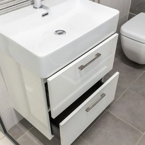 Mereo Mereo, Leny, kúpeľňová skrinka nízka 68 cm, závesná, biela, pravá, nové madlo, MER-CN813N
