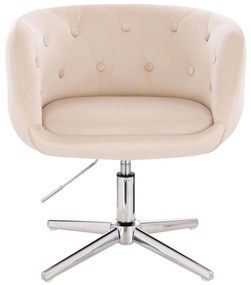 LuxuryForm DESIGN Kreslo MONTANA VELUR na striebornom kríži - krémové