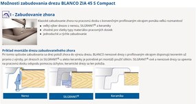 Blanco Zia 45 S Compact, silgranitový drez 680x500x190 mm, 1-komorový, biela, BLA-524725